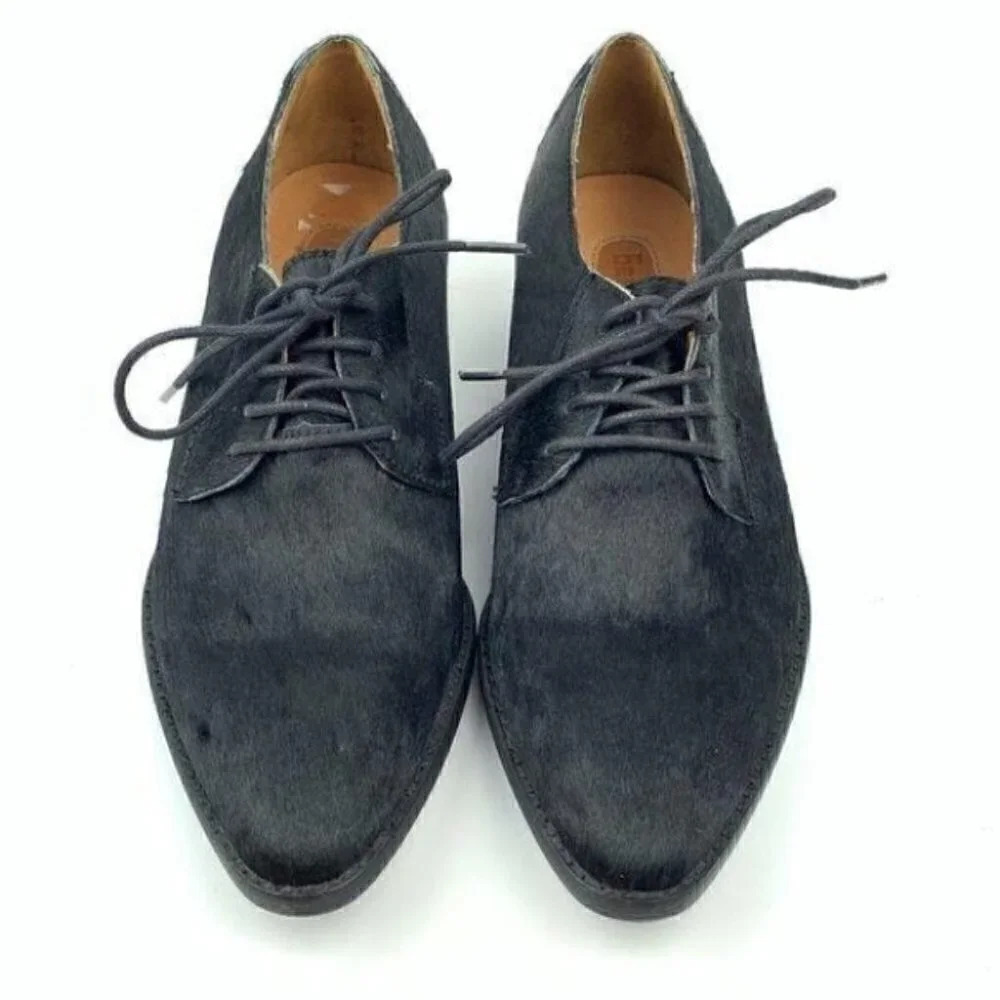 Anthro Gee Wawa Emily oxfords 7.5 Black calf hair